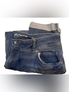 Wallflower Blue Denim Capri Jeans with Red Accent Stitching